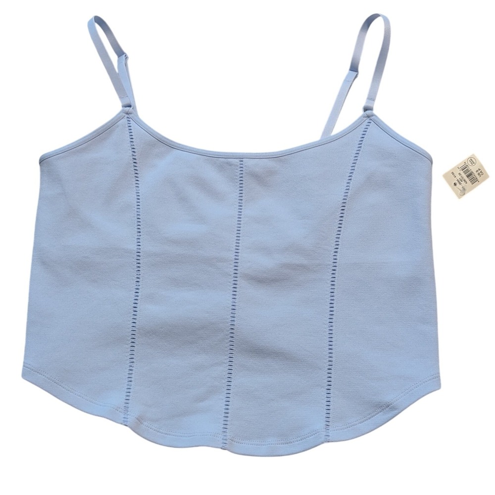 Aerie Superchill Corset Cami Women Sz S Light Blue Seamless Cropped Tank Top NWT